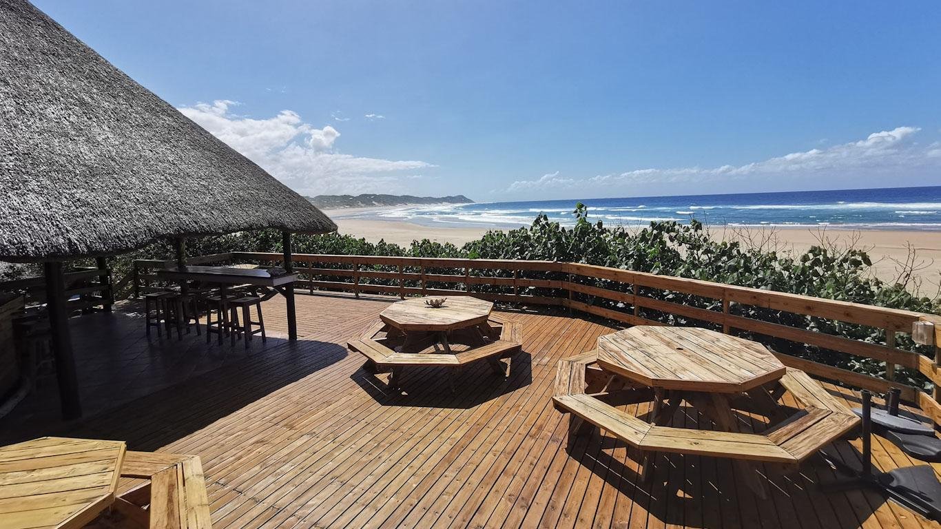 Lodge deck overlooking beach